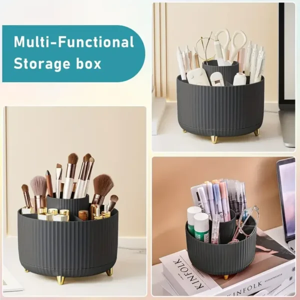 360° Rotating Makeup Brush Holder with 5 Slots - Image 5