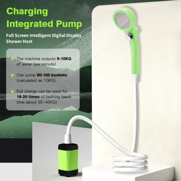 Portable Camping Shower Pump with Digital Display 6000mAh - Image 3