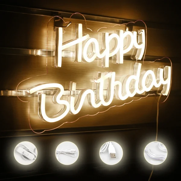 Dimmable Happy Birthday LED Neon Wall Light - Image 31