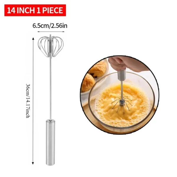 Stainless Steel Press Handle Egg Beater Mixer - Image 8