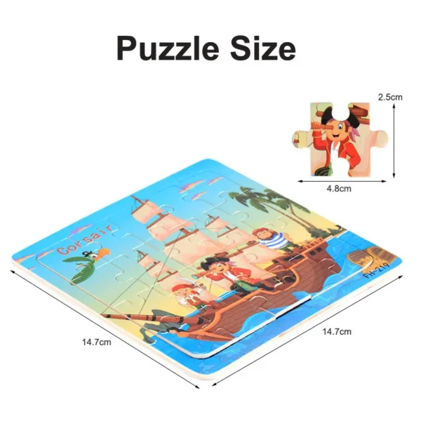 20-Piece Wooden 3D Animal & Vehicle Jigsaw Puzzle - Image 6