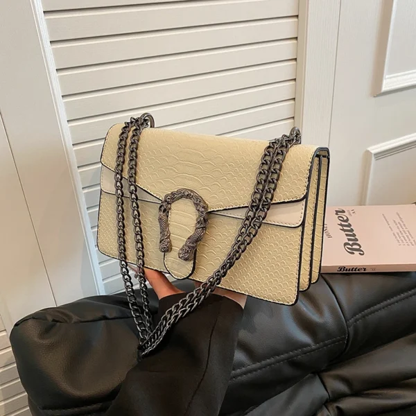 Women’s Snake Print Chain Shoulder & Crossbody Bag - Image 8