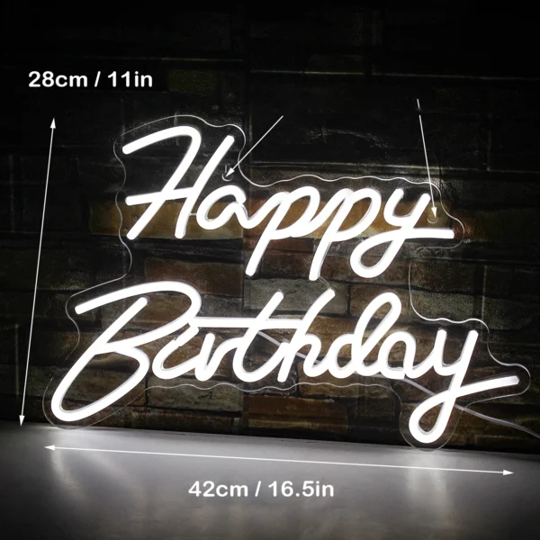 Dimmable Happy Birthday LED Neon Wall Light - Image 28