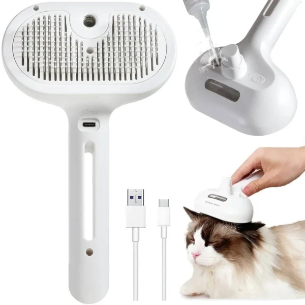 Multifunctional USB Pet Spray Brush – Cats & Dogs Grooming