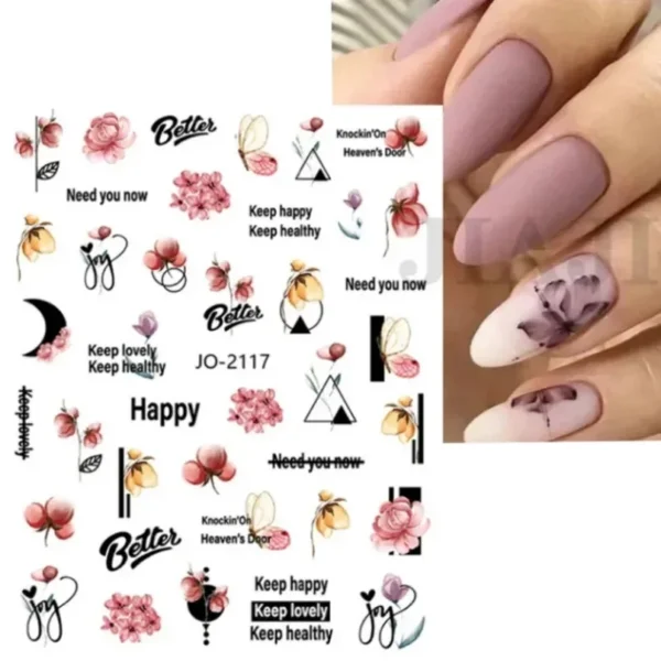3D Nail Art Stickers White Daisy Floral & Fruit Decals - Image 49