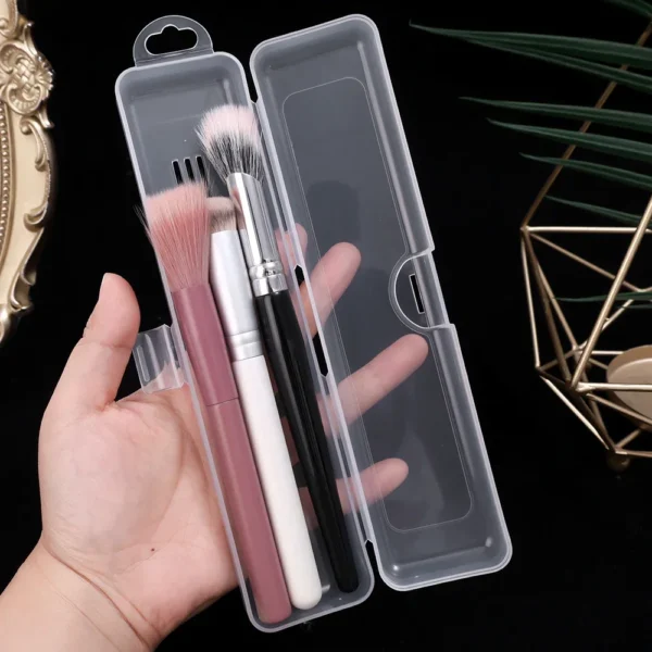 Transparent Makeup Brush & Storage Box with Cover - Image 3