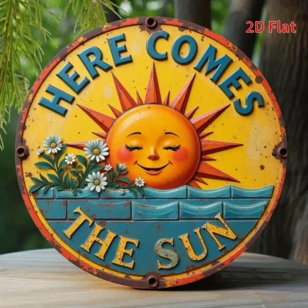 Relax & Enjoy Circular Metal Wall Sign 7.8" - Image 3