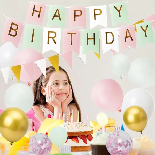 Rose Pink & Gold Birthday Balloon Garland Set - Image 27