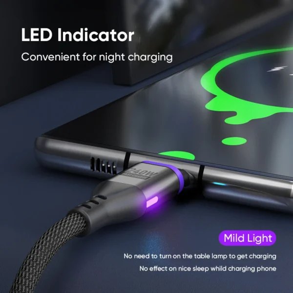 AUFU 240W Magnetic USB-C to USB-C Cable, 5A Fast Charge - Image 5