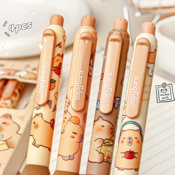 4-Pack Cute Capybara Erasable Gel Pens – Smooth & Quick-Dry - Image 3