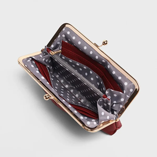 Vintage Genuine Leather Kiss Lock Travel Wallet Purse - Image 5