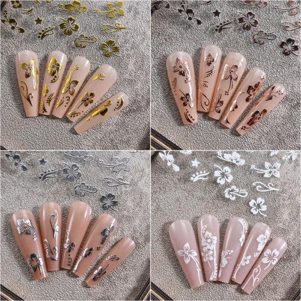 Hibiscus Flower Nail Stickers – 3D Self-Adhesive Decals - Image 21