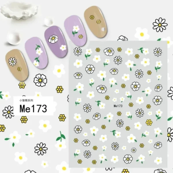 3D Nail Art Stickers White Daisy Floral & Fruit Decals - Image 14