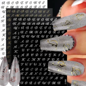 4-Sheet Roman Letter Nail Stickers 3D DIY Manicure Set