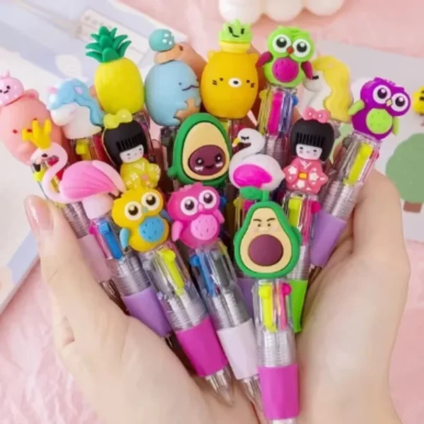 Cute Cartoon Mini Ballpoint Pens – 4 Colors, Fun Set - Image 8