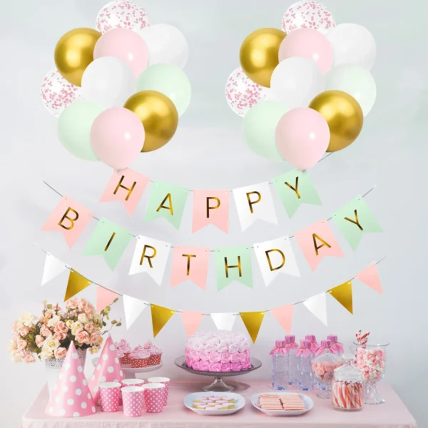 Rose Pink & Gold Birthday Balloon Garland Set - Image 4