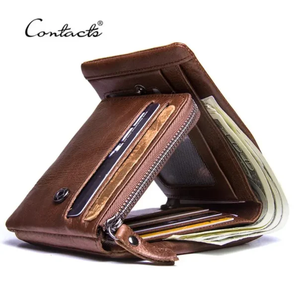 CONTACT'S Genuine Leather Men’s Vintage Trifold Wallet - Image 8