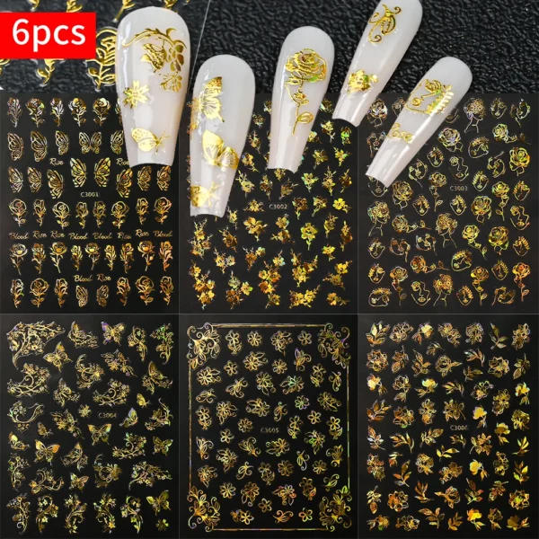 Hibiscus Flower Nail Stickers – 3D Self-Adhesive Decals - Image 12