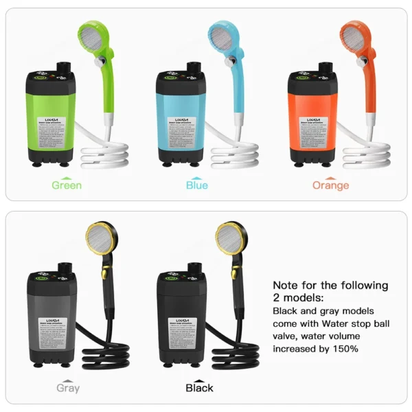 Portable Camping Shower Pump with Digital Display 6000mAh - Image 6
