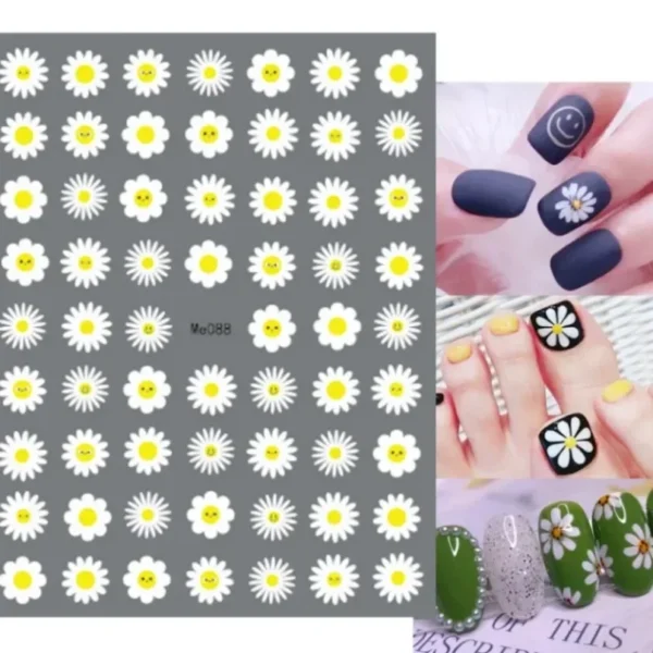 3D Nail Art Stickers White Daisy Floral & Fruit Decals - Image 34