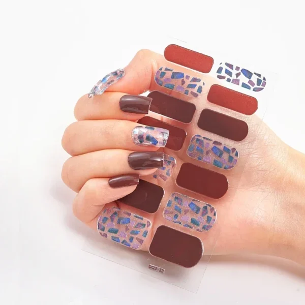 16Tips Long-Lasting Gel Nail Stickers – Full Coverage Wraps - Image 87