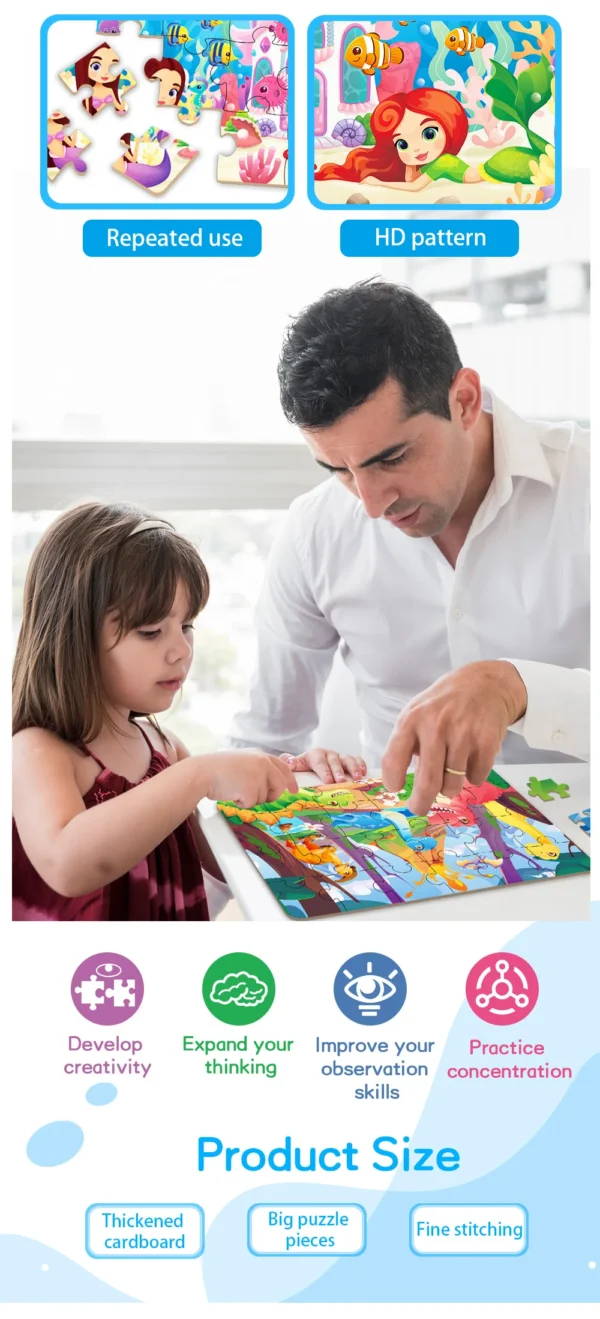 Kids Cartoon Animal Jigsaw Puzzle Montessori Toy - Image 27