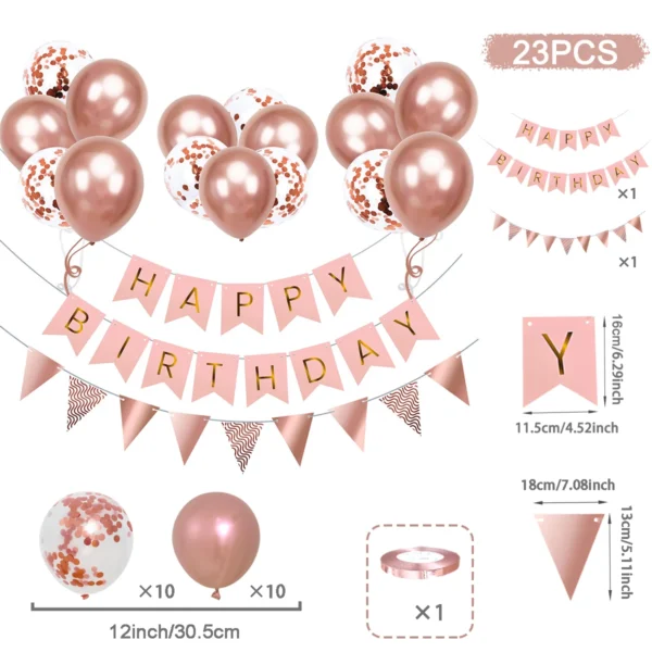 Rose Pink & Gold Birthday Balloon Garland Set - Image 25