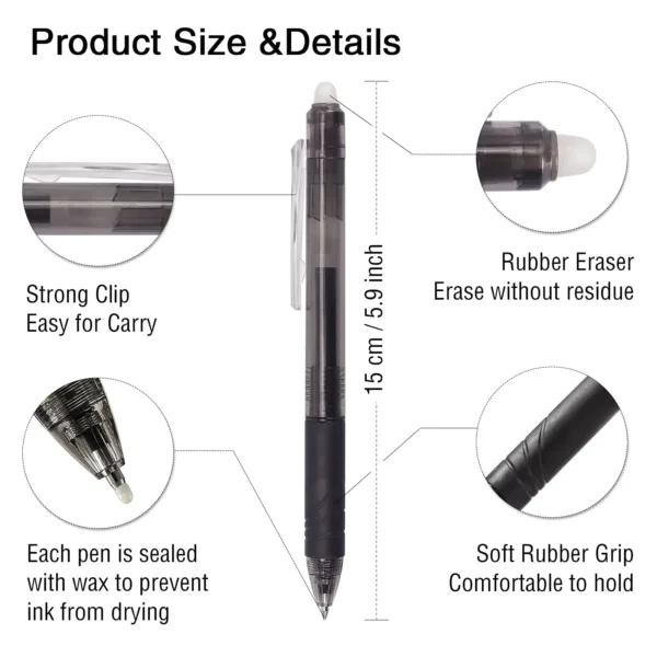 8-Color 0.7mm Retractable Erasable Gel Pen Set - Image 4