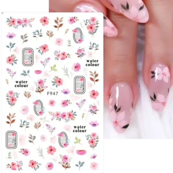 3D Nail Art Stickers White Daisy Floral & Fruit Decals - Image 37