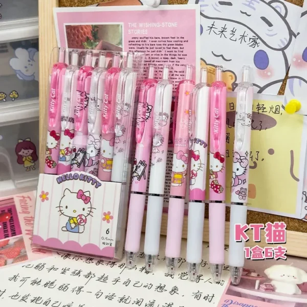 Sanrio 6pcs Gel Pen Set 0.55mm Cute Cartoon Design - Image 7