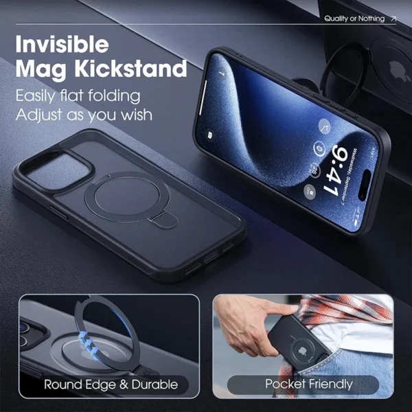 Matte Magnetic iPhone Case with Ring Stand – Shockproof - Image 3