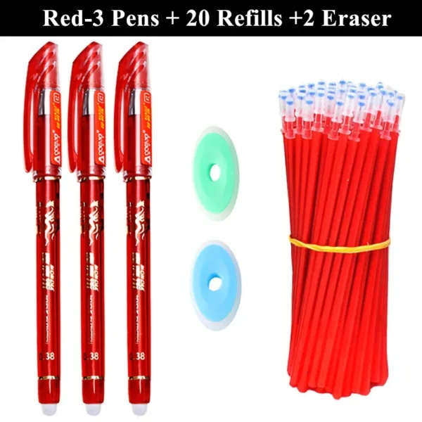3 Erasable Gel Pens with 20 Refills & Reusable Erasers - Image 8