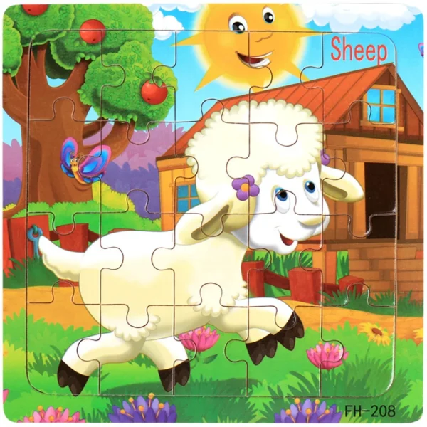 20-Piece Wooden 3D Animal & Vehicle Jigsaw Puzzle - Image 16