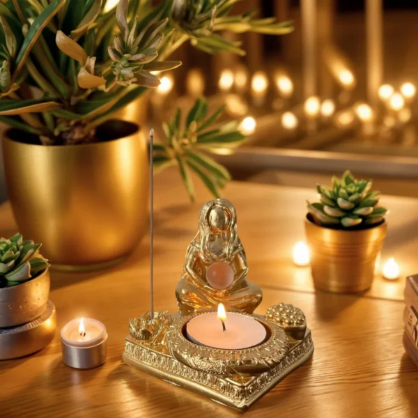 Moon Goddess Candlestick Aromatherapy Resin Statue - Image 3