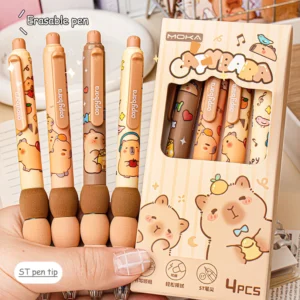 4-Pack Cute Capybara Erasable Gel Pens – Smooth & Quick-Dry