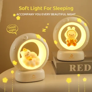 Cute Animal Moon Night Light – USB Rechargeable Lamp