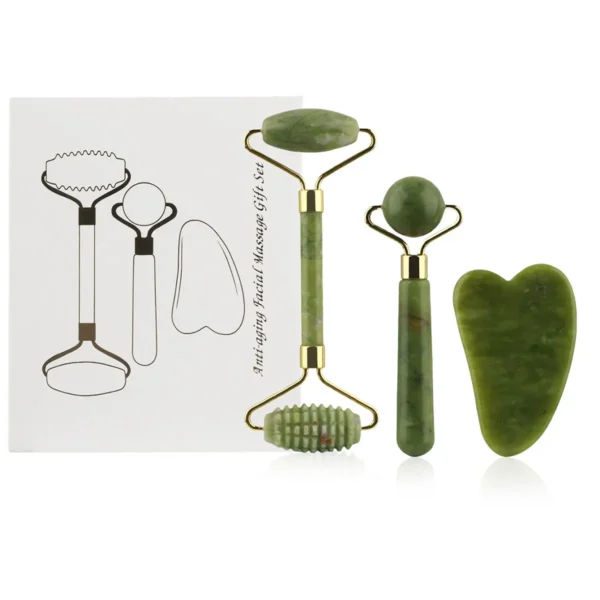 3-in-1 Jade Roller & Gua Sha Facial Massage Set - Image 7
