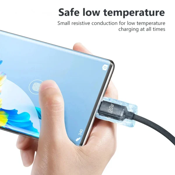 120W USB-A to Type-C 6A Fast Charging Cable – Braided - Image 5