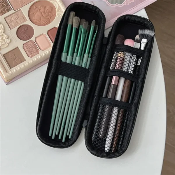 Waterproof Black Double Zipper Cosmetic Brush Bag - Image 5