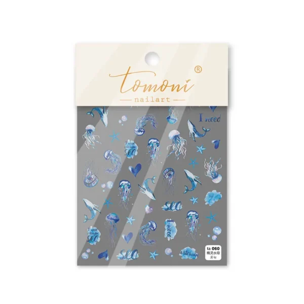 Blue Jellyfish Ocean Nail Art Sticker Self Adhesive Decal - Image 7