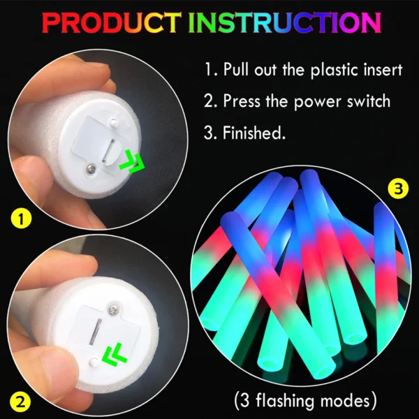 Colorful LED Foam Glow Sticks – Party & Event Fun - Image 3