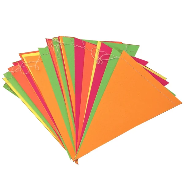 5-Color Neon Glow Paper Flag Banner for Party Decor - Image 5