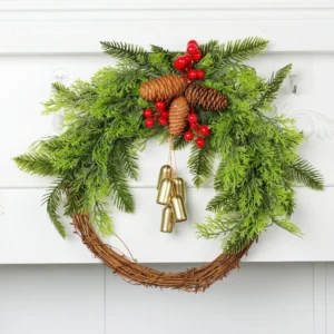 Christmas Garland with Pinecones & Bells – Reusable