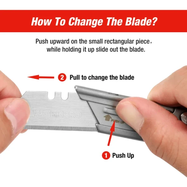 WORKPRO Folding Pocket Utility Knife – Stainless Steel, Quick Change - Image 3