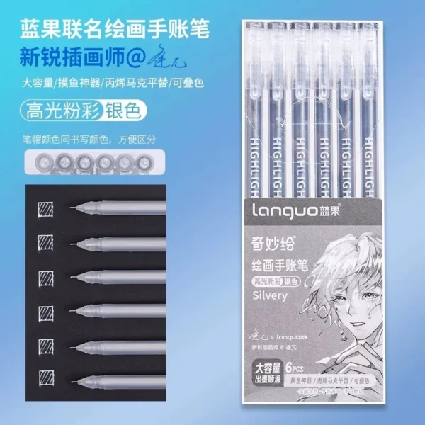 Set of 6 Morandi Gel Pens for Drawing & DIY Projects - Image 14