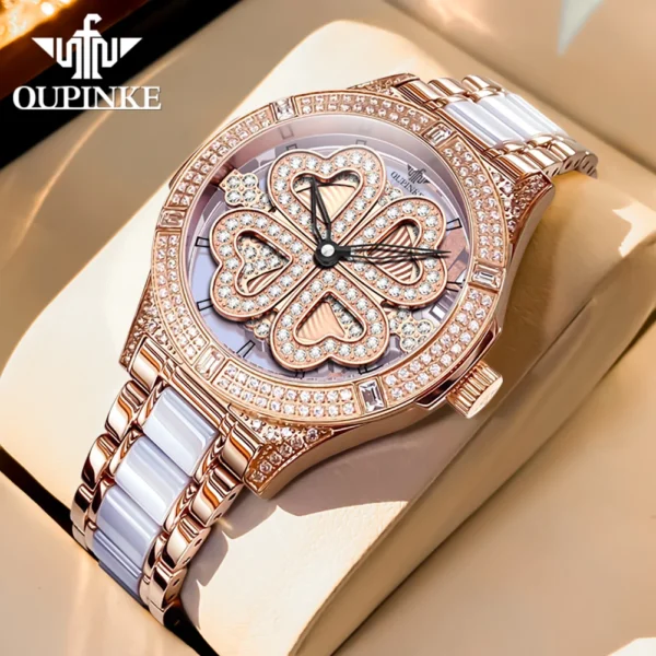 OUPINKE 3279 Luxury Women’s Diamond Quartz Watch - Image 3