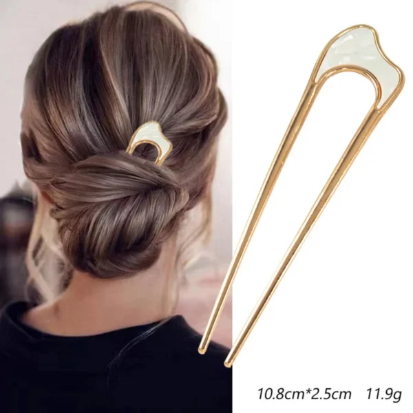 Shell Metal U-Shaped Hairpins for Women – Fashion - Image 12