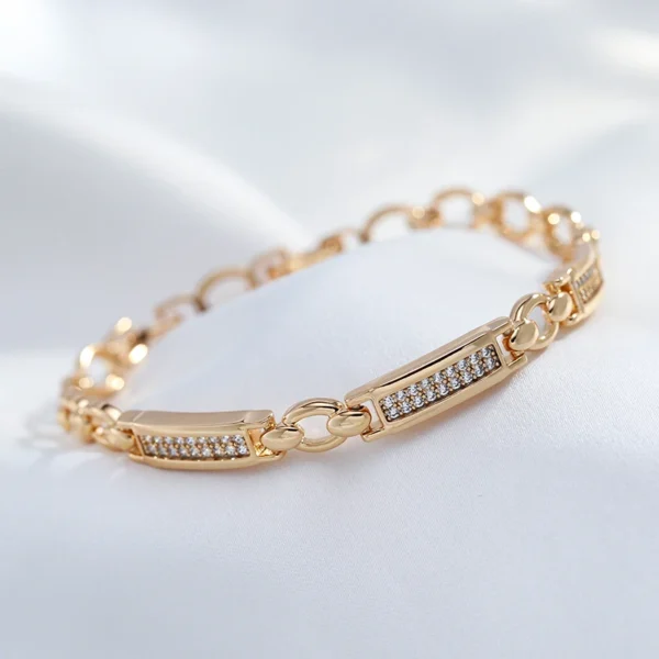 Kinel Rose Gold Zircon Square Link Bracelet Women - Image 4