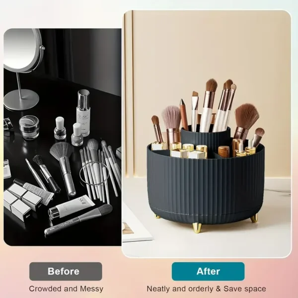 360° Rotating Makeup Brush Holder with 5 Slots - Image 3