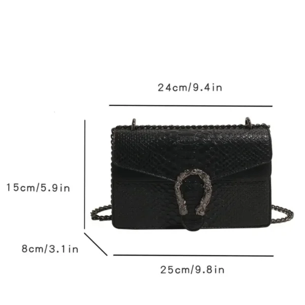 Women’s Snake Print Chain Shoulder & Crossbody Bag - Image 2